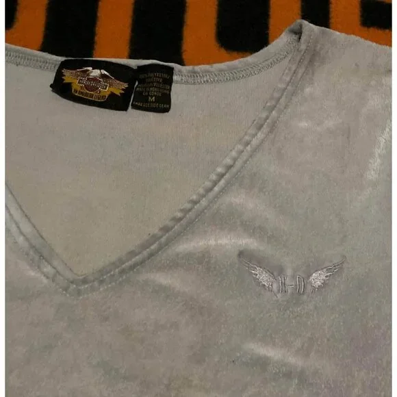 VTG 90s Harley-Davidson T-shirt Medium Women, Embroidery, Velvet Fabric - Picture 4 of 5